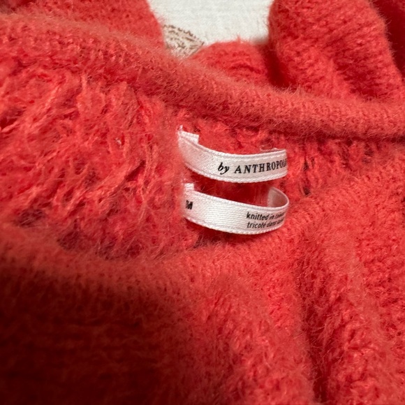 NWOT Anthropologie hot pink off the shoulder ruffled sweater - Picture 6 of 7